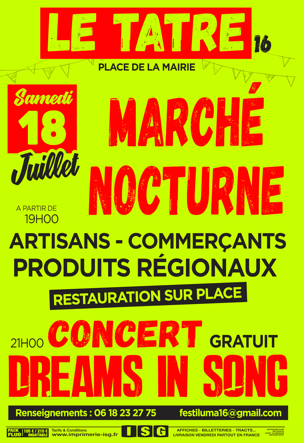 Affiches & Flyer FLUO Jaune, imprimés en 2 ou 3 couleurs